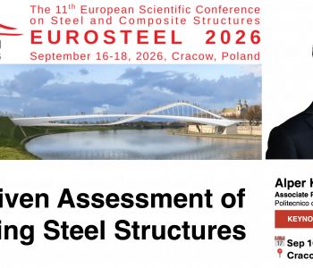 Keynote presentation cover for AI-Driven Assessment of Existing Steel Structures by Alper Kanyilmaz at EuroSteel 2026, Cracow